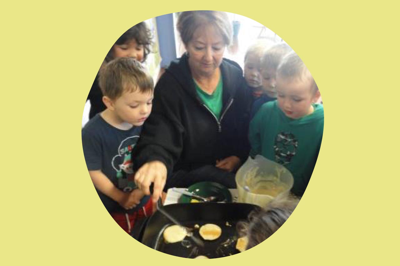 Making pancakes with the teacher